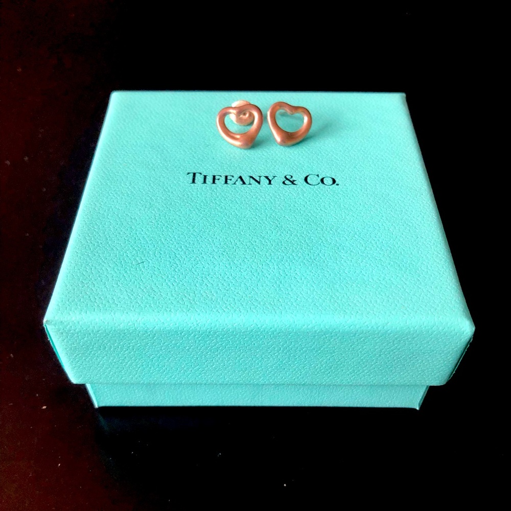 Tiffany & Co Elsa Peretti Open Heart Stud Earrings in Sterling Silver